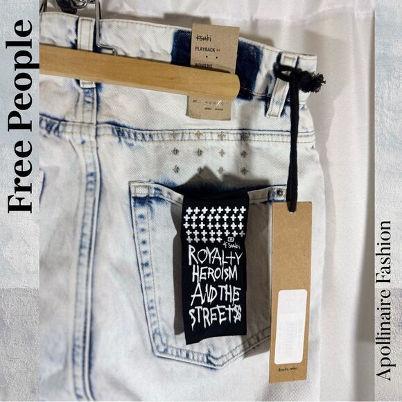 Free People by KSUBI Playback Highrise Relaxed Fit Denim Jeans in Mirage 29 NWT - Picture 8 of 9